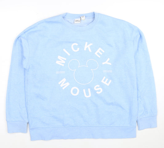 Disney Women Blue Mickey Mouse Crew Neck Sweatshirt Size S