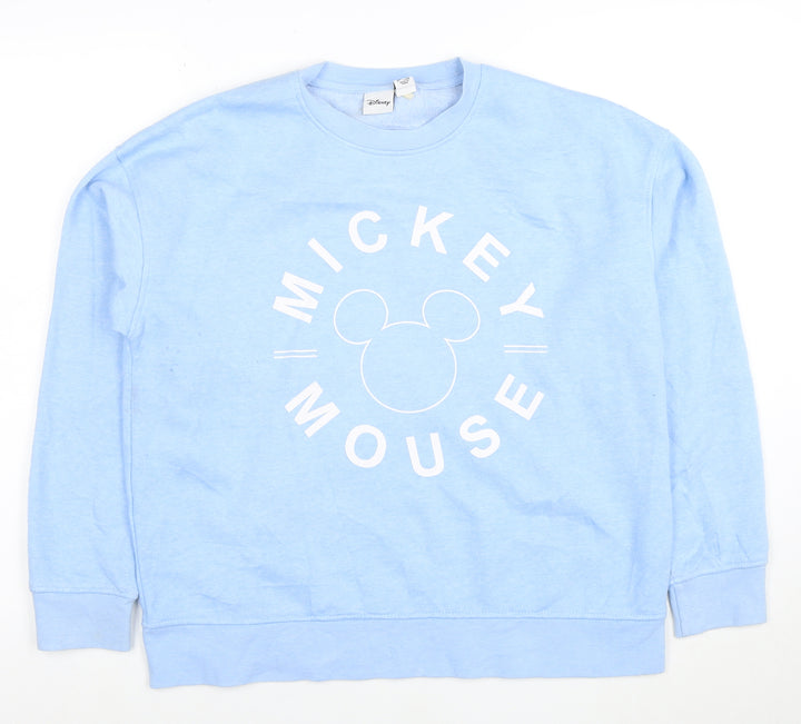 Disney Women Blue Mickey Mouse Crew Neck Sweatshirt Size S
