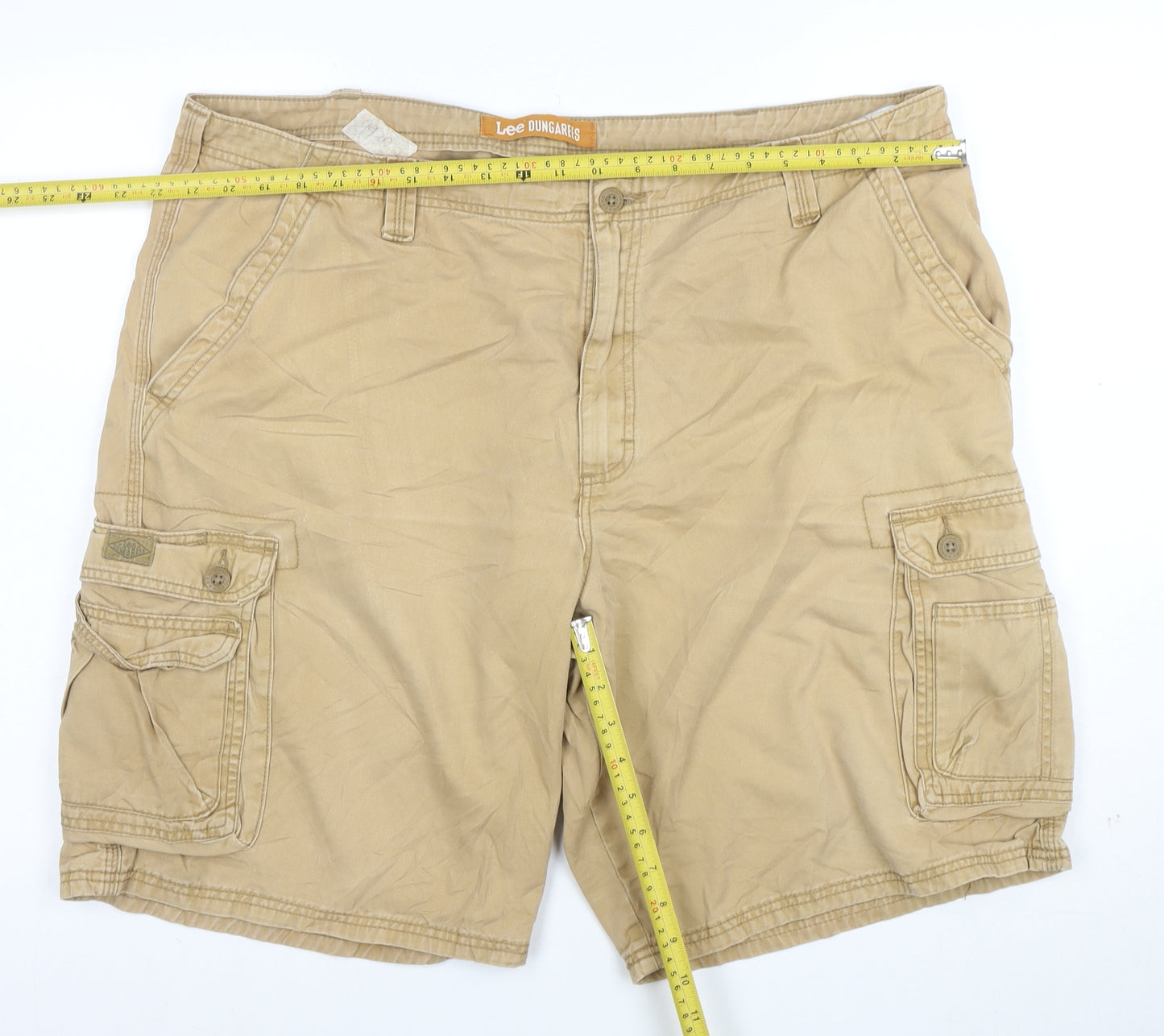 Lee Dungarees Men's Beige Cargo Shorts Size L Cotton Canvas