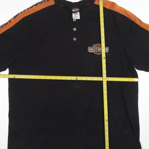 Harley-Davidson Men’s Black 2XL Henley Biker T-Shirt
