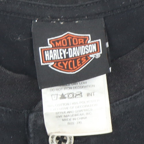 Harley-Davidson Men’s Black 2XL Henley Biker T-Shirt