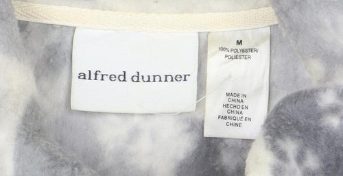 Alfred Dunner Women Grey Snowflake Fleece Zip Jacket M Winter Casual