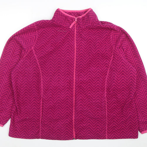 Made For Life Women's Pink Geometric Fleece Jacket 2XL