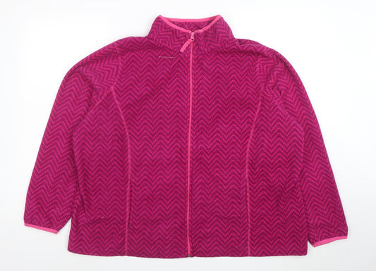 Made For Life Women's Pink Geometric Fleece Jacket 2XL