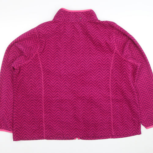 Made For Life Women's Pink Geometric Fleece Jacket 2XL