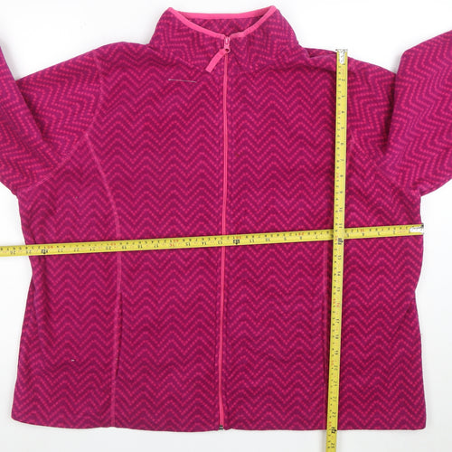 Made For Life Women's Pink Geometric Fleece Jacket 2XL