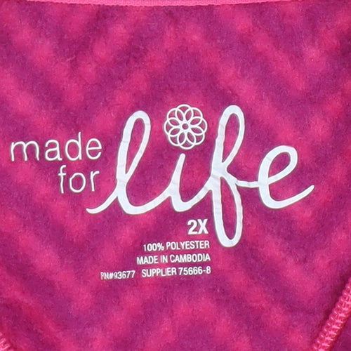 Made For Life Women's Pink Geometric Fleece Jacket 2XL