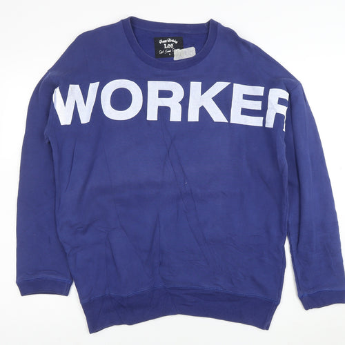 Lee Men’s Blue Graphic Worker Sweatshirt S Pullover Crew Neck