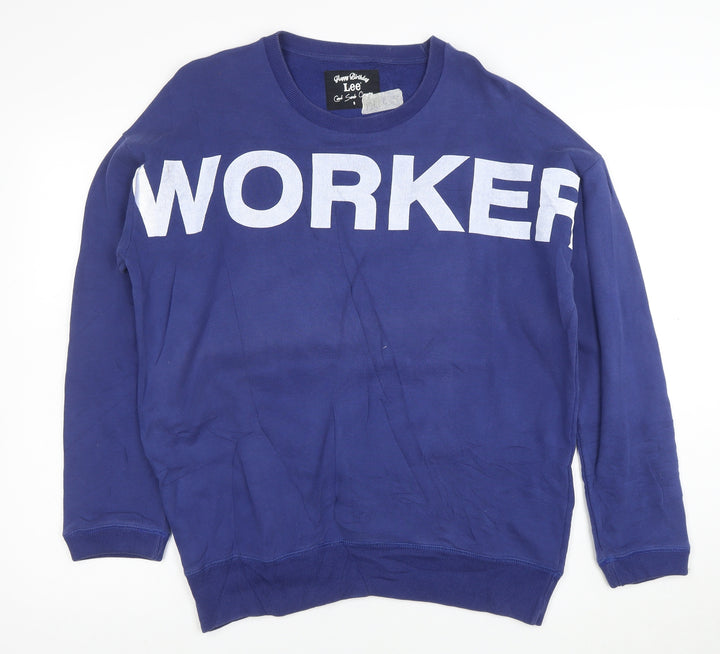 Lee Men’s Blue Graphic Worker Sweatshirt S Pullover Crew Neck