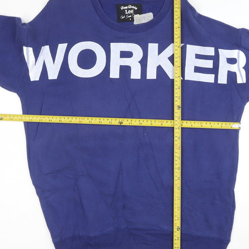 Lee Men’s Blue Graphic Worker Sweatshirt S Pullover Crew Neck