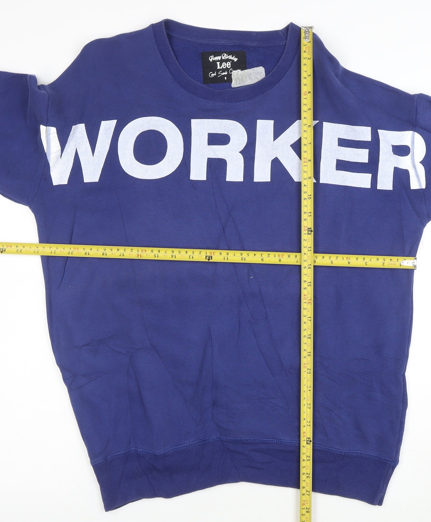 Lee Men’s Blue Graphic Worker Sweatshirt S Pullover Crew Neck