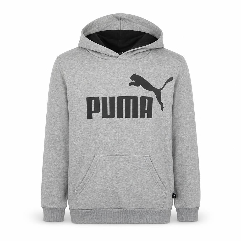 Front view of Puma boys’ grey pullover hoodie, size 14-15, years cotton blend