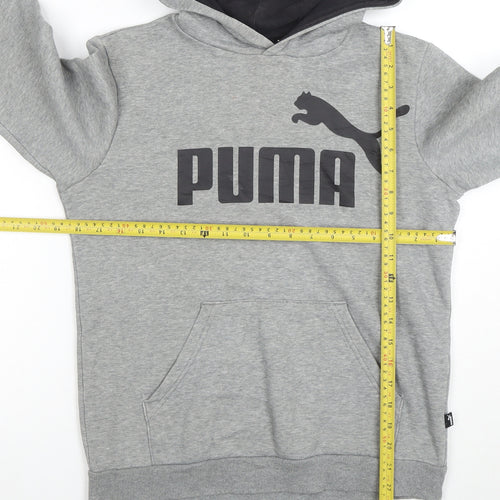 Puma Boys Grey Pullover Hoodie Size 14-15 Years Cotton Blend