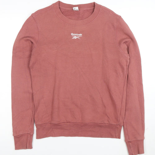 Reebok Womens Pink XS Pullover Crew Neck Sweatshirt Cotton Blend