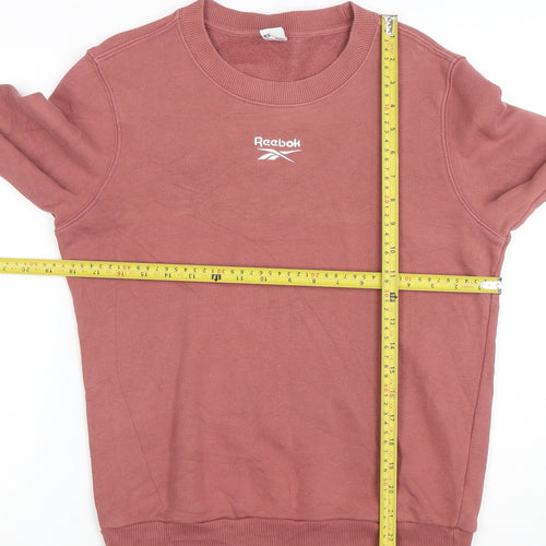 Reebok Womens Pink XS Pullover Crew Neck Sweatshirt Cotton Blend