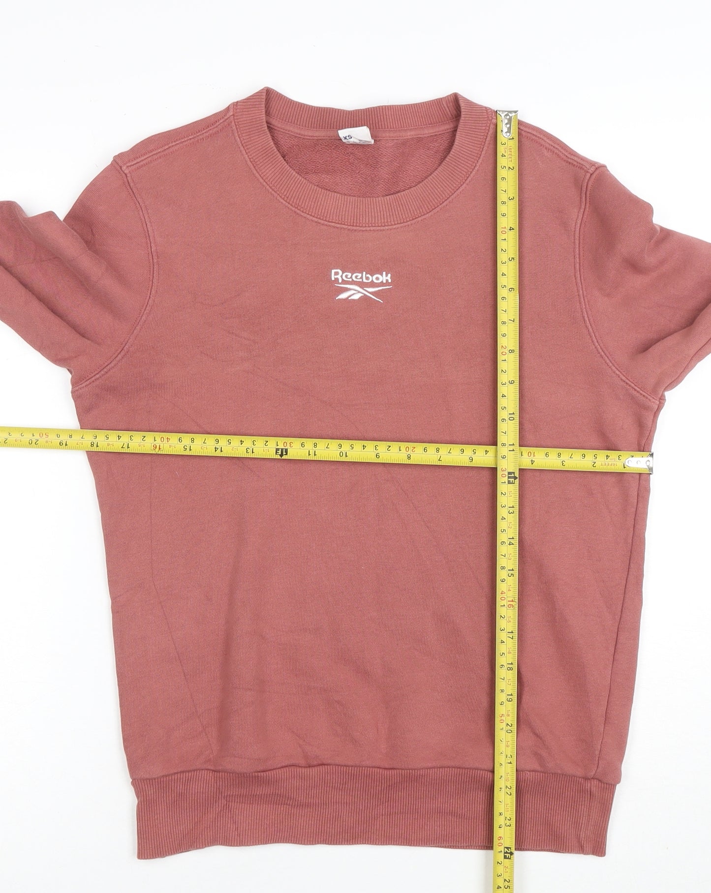 Reebok Womens Pink XS Pullover Crew Neck Sweatshirt Cotton Blend