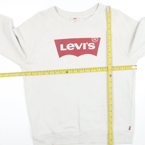 Levi's Womens White XS Pullover Sweatshirt Logo Cotton Blend
