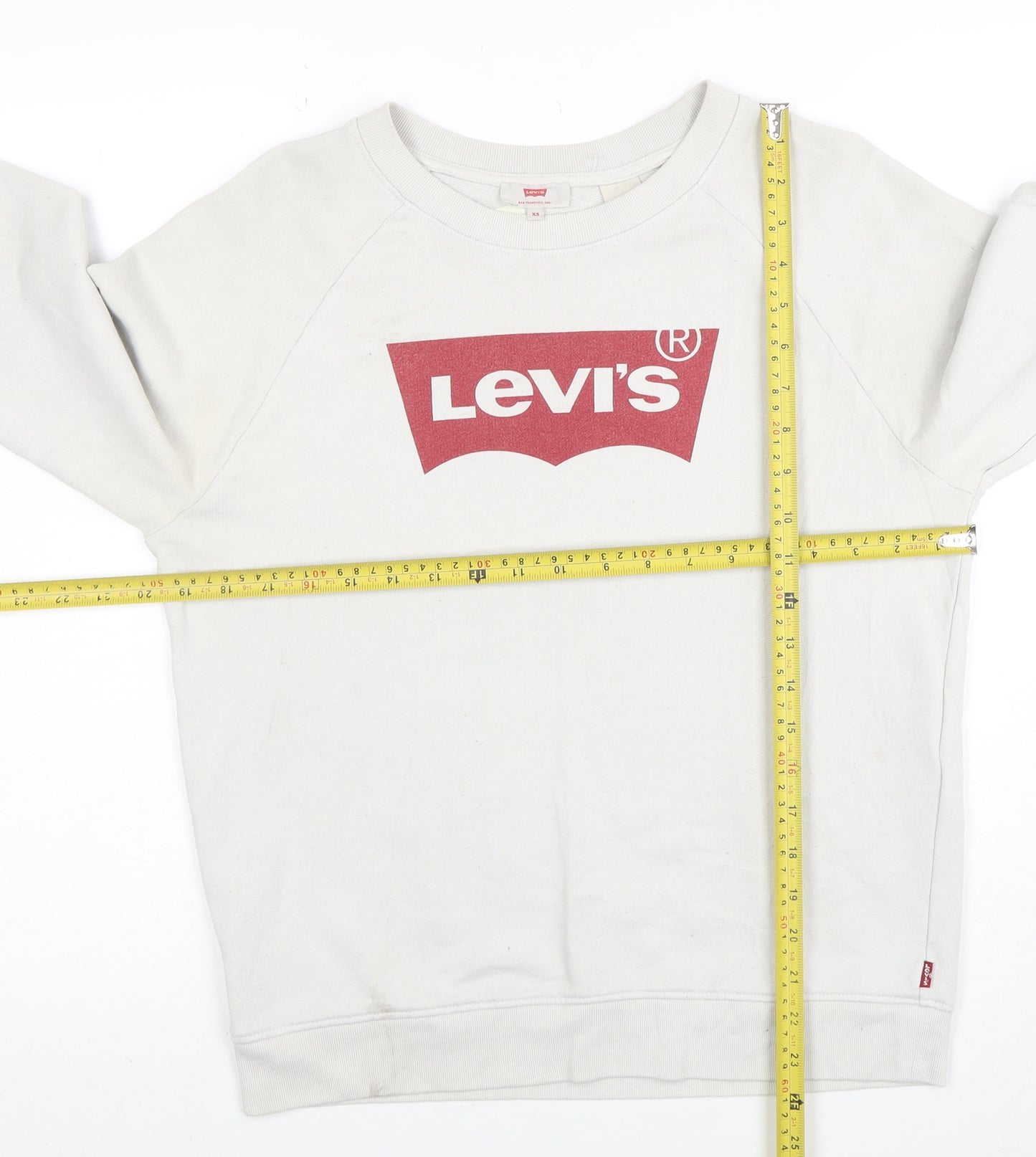 Levi's Womens White XS Pullover Sweatshirt Logo Cotton Blend