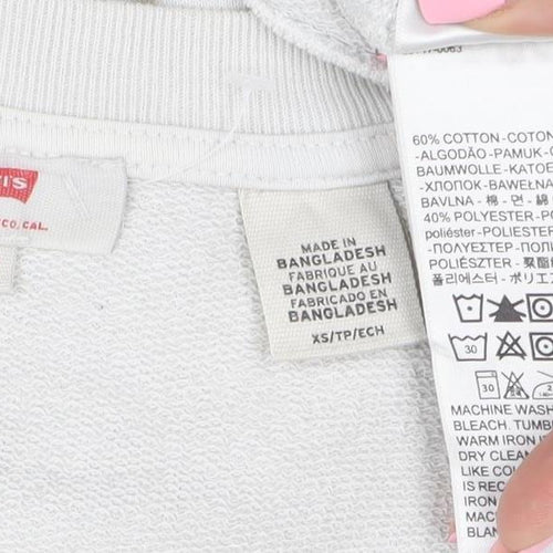 Levi's Womens White XS Pullover Sweatshirt Logo Cotton Blend
