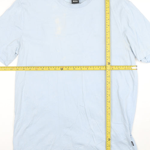 BOSS Men's Blue Cotton Crew Neck T-Shirt Size L Regular Fit