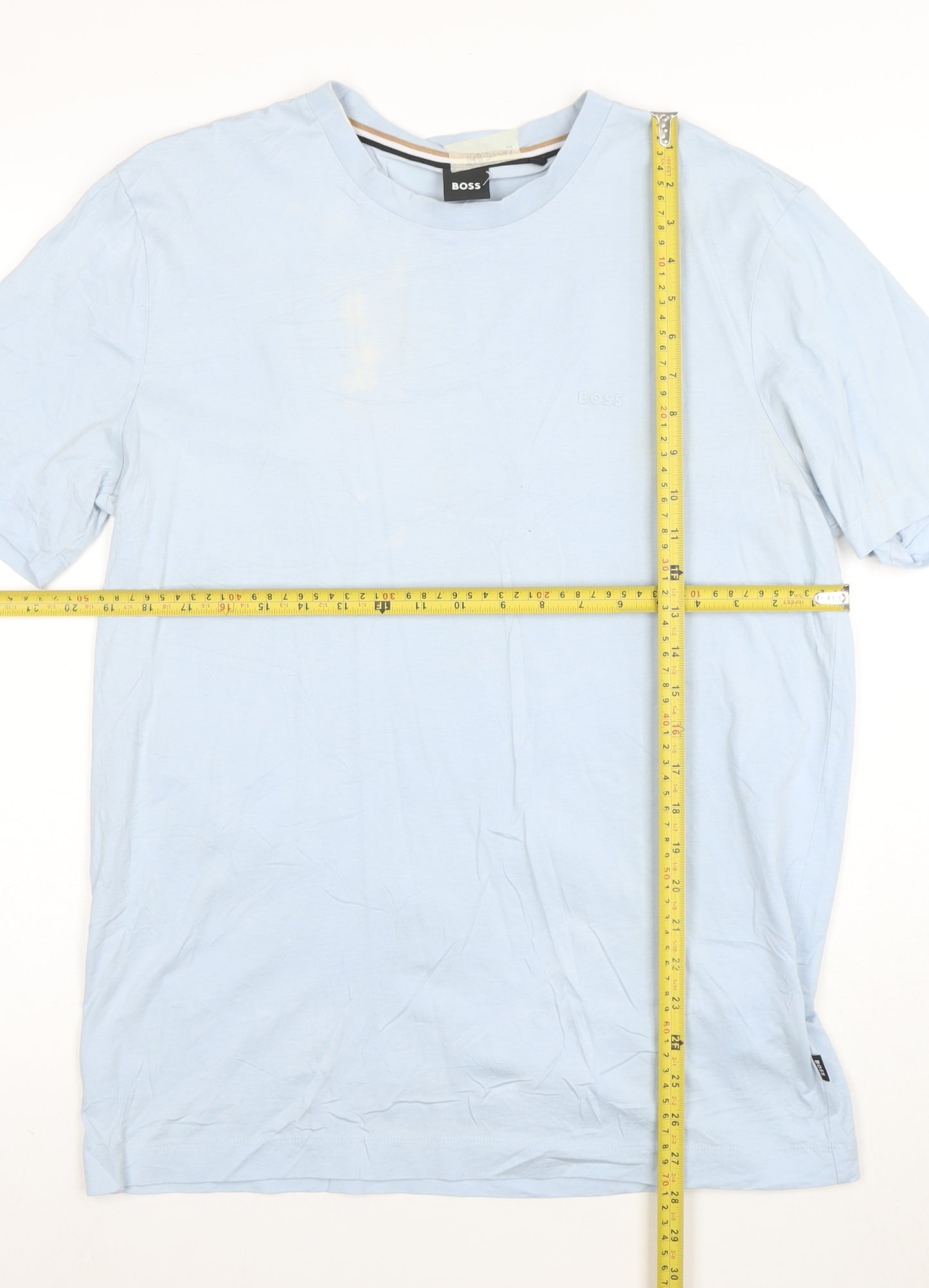 BOSS Men's Blue Cotton Crew Neck T-Shirt Size L Regular Fit