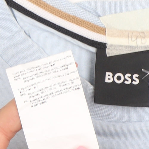 BOSS Men's Blue Cotton Crew Neck T-Shirt Size L Regular Fit