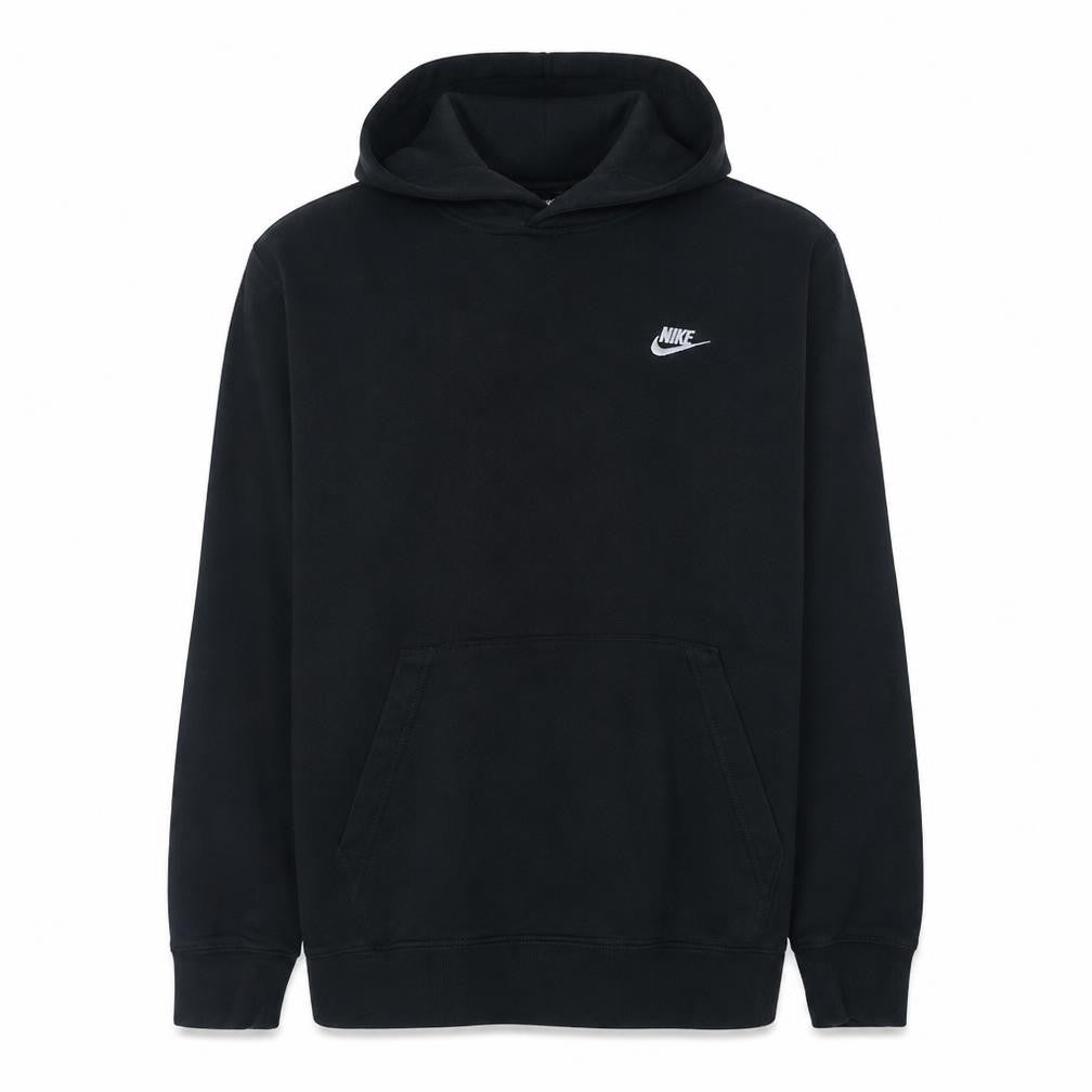 Front view of Nike Men Black Pullover Hoodie Regular Fit Fleece Sportswear M