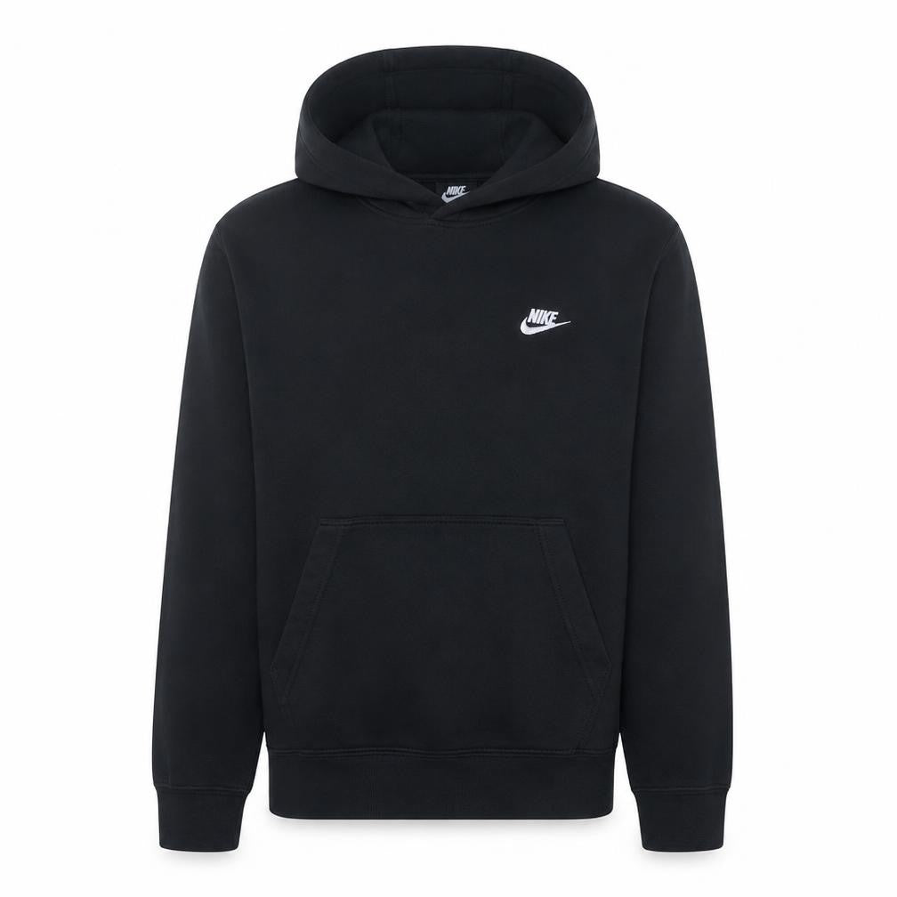 Front view of Nike Men's Black XS Pullover Fleece Hoodie with Logo