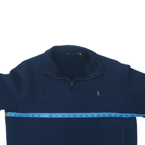 Ralph Lauren Men Blue 1/2 Zip Cotton Knit Sweatshirt L
