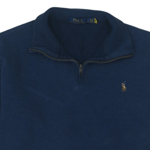 Ralph Lauren Men Blue 1/2 Zip Cotton Knit Sweatshirt L