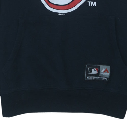 Majestic Mens Black M Pullover Hoodie Sweatshirt Graphic Baseball Logo