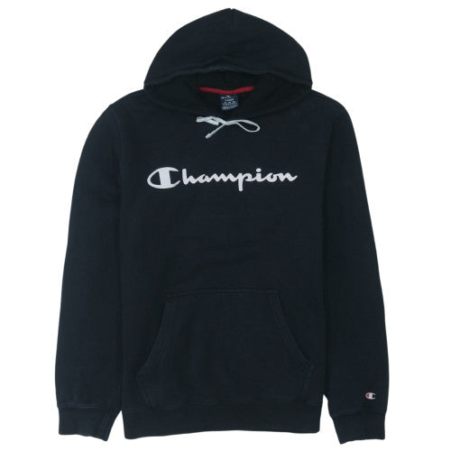 Champion Men's Black Pullover Hoodie Large Logo Fleece Sweatshirt