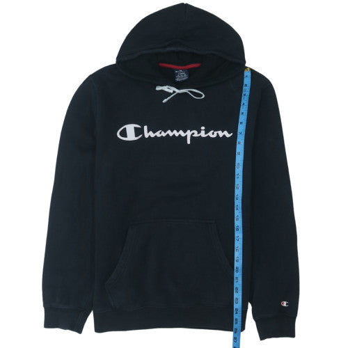Champion Men's Black Pullover Hoodie Large Logo Fleece Sweatshirt