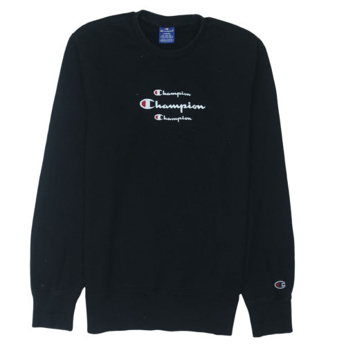 Champion Men's Black Large Pullover Crew Neck Logo Sweatshirt