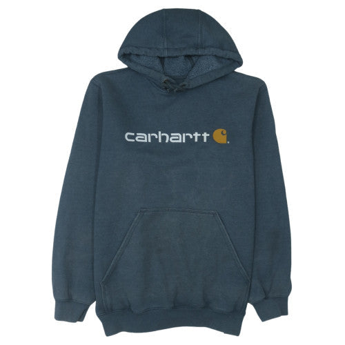 Carhartt Men's Blue Pullover Hoodie M Regular Fit Fleece Logo