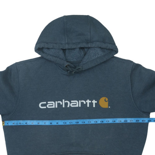Carhartt Men's Blue Pullover Hoodie M Regular Fit Fleece Logo