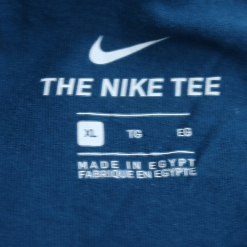 Nike Men's Blue XL Swoosh Graphic Cotton Crew Neck T-Shirt