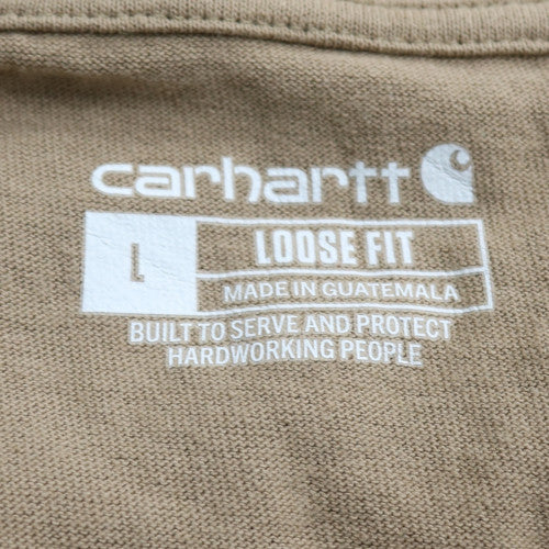Carhartt Men's Beige Loose Fit Crew Neck Cotton T-Shirt Size L