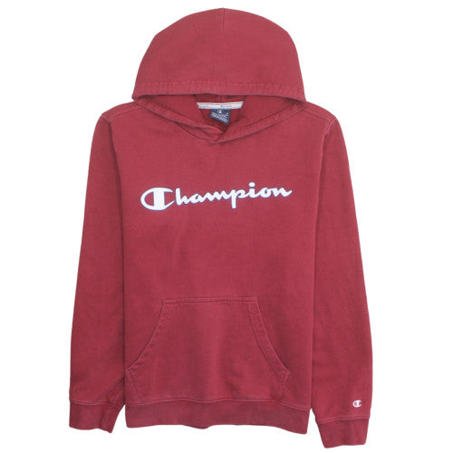 Champion Men's Red Pullover Hoodie Medium Graphic Logo Fleece