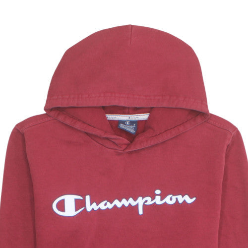 Champion Men's Red Pullover Hoodie Medium Graphic Logo Fleece