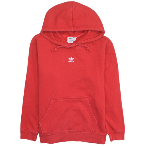 Adidas Women Red Pullover Hoodie Small Cotton Fleece Casual Sportswear