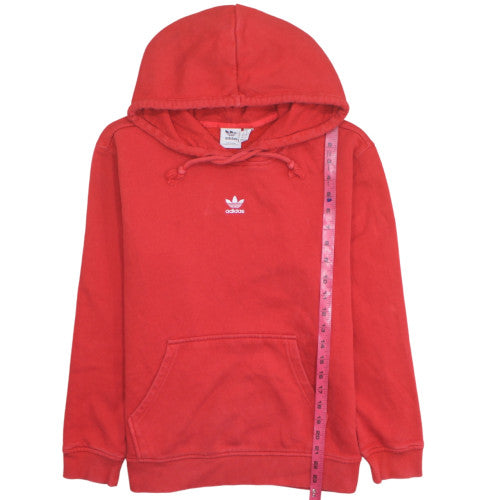 Adidas Women Red Pullover Hoodie Small Cotton Fleece Casual Sportswear