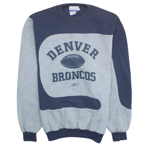 Reebok Mens Grey Denver Broncos Pullover Sweatshirt Size L Vintage