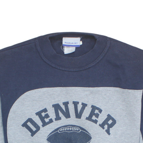 Reebok Mens Grey Denver Broncos Pullover Sweatshirt Size L Vintage