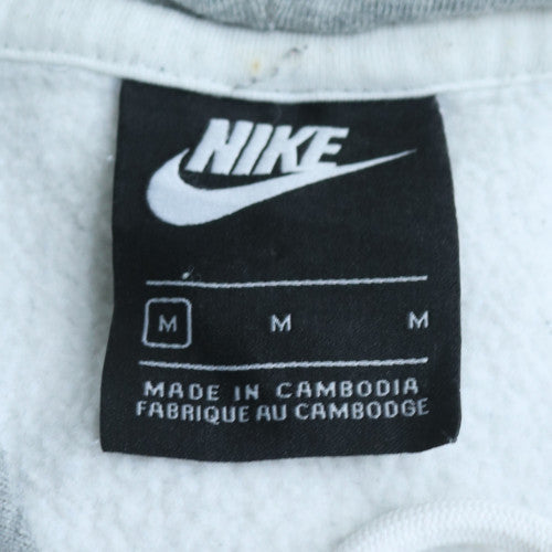 Nike Men’s White Pullover Hoodie M Logo Sports Fleece Sweatshirt