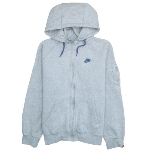 Nike Men Grey Full Zip Fleece Hoodie Size L Regular Fit Sportswear