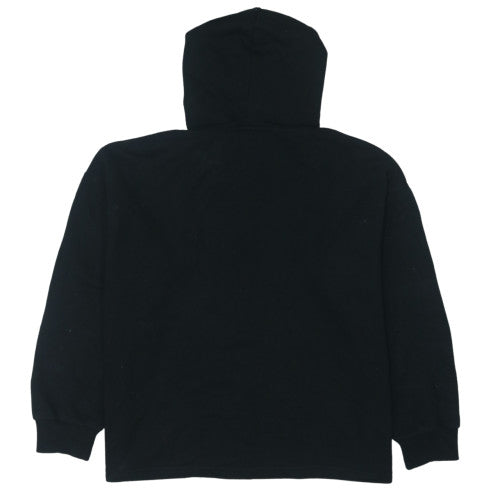 FILA Womens Black Pullover Hoodie L Logo Fleece Sweatshirt