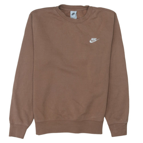 Nike Womens Brown Small Pullover Sweatshirt Crew Neck Cotton Blend