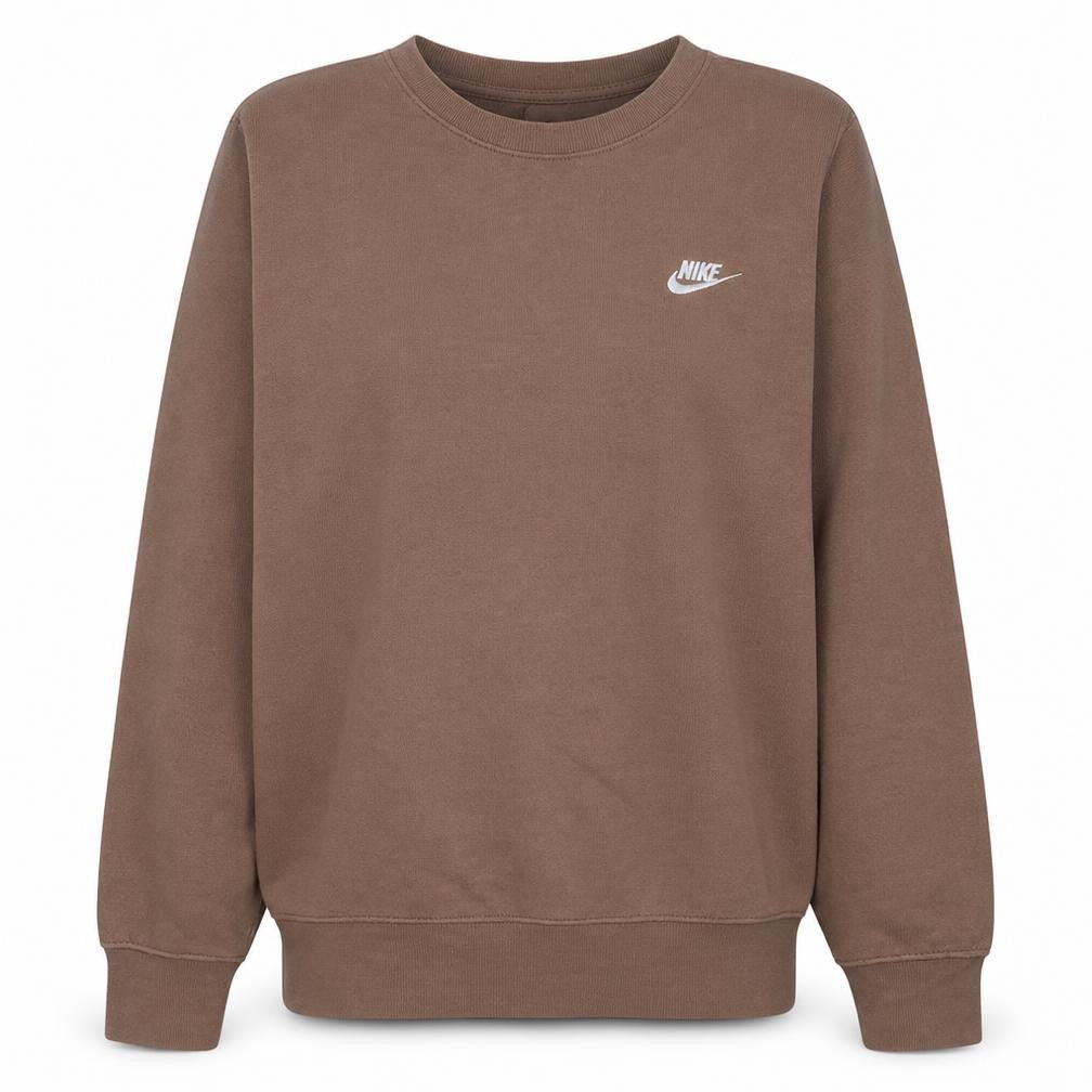 Front view of Nike women’s brown small pullover sweatshirt crew neck cotton blend