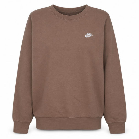 Front view of Nike women’s brown small pullover sweatshirt crew neck cotton blend